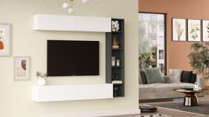 Mobile TV Sospeso Con Ripiani Laterali E Modulo Superiore Zen Bianco E Antracite
