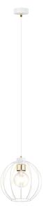 Sospensione Industriale 1 Luce Tiwaz In Acciao Bianco A Gabbia Con Oro