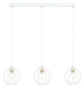 Sospensione Industrial 3 Luci Tiwaz Acciaio Bianco A Paralumi Gabbia Con Oro
