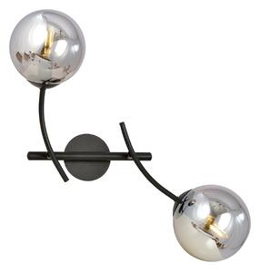 Applique Moderna 2 Luci Loptr Acciaio Nero Bracci Regolabili E Vetro Fumè