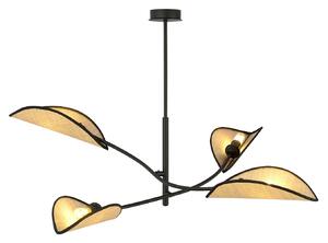Sospensione Nordica 4 Luci Marte Acciaio E Rattan Con Bracci Regolabili