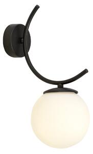 Applique Moderna 1 Luce Polus Acciaio Nero E Diffusore In Vetro Opale