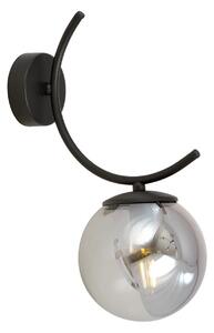 Applique Moderna 1 Luce Polus In Acciaio Nero E Diffusore In Vetro Fumè