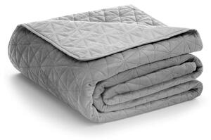 Copriletto trapuntato in velluto grigio chiaro 170x210 cm Laila - AmeliaHome
