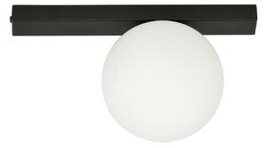 Plafoniera Moderna 1 Luce Lapetos Barra Acciaio Nero E Sfera Di Vetro Opale
