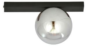 Plafoniera Moderna 1 Luce Lapetos Barra Acciaio Nero E Sfera Di Vetro Fumè