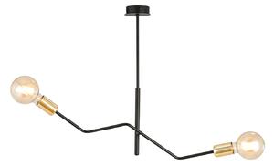 Sospensione Industrial 2 Luci Sugu Acciaio Nero E Oro Bracci Regolabili