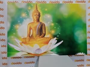 Quadri di Buddha dorato su un fiore di loto - 60x40