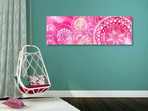 Quadri Mandala rosa ad acquerello - 120x40