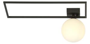 Plafoniera Moderna 1 Luce Perseo 1130/1A Acciaio Nero Vetro Opale