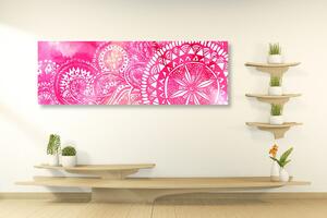Quadri Mandala rosa ad acquerello - 120x40