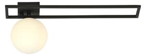Plafoniera Moderna 1 Luce Perseo 1130/1C Acciaio Nero Vetro Opale