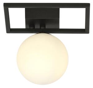 Plafoniera Moderna 1 Luce Perseo 1130/1E Acciaio Nero Vetro Opale