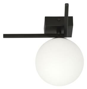Plafoniera Moderna 1 Luce Perseo 1130/1G Acciaio Nero Vetro Opale