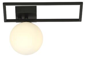 Plafoniera Moderna 1 Luce Perseo 1130/1D Acciaio Nero Vetro Opale