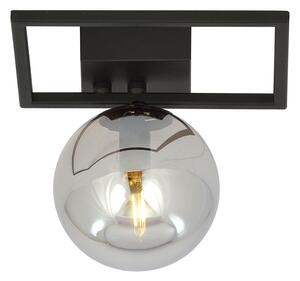 Plafoniera Moderna 1 Luce Perseo 1130/1E Acciaio Nero Vetro Fumè