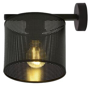 Applique Industrial 1 Luce Puro In Acciaio Nero E Paralume A Cilindro