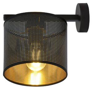 Applique Industrial 1 Luce Puro Acciaio Nero E Paralume A Cilindro Oro