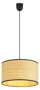 Sospensione Nordica 1 Luce Ladone In Acciaio Nero E Rattan