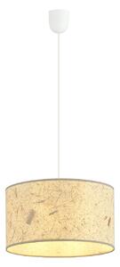 Sospensione Minimal 1 Luce Ladone Acciaio Bianco E Beige Effetto Sughero