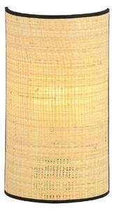 Applique Nordica 1 Luce Ladone In Acciaio Nero E Rattan