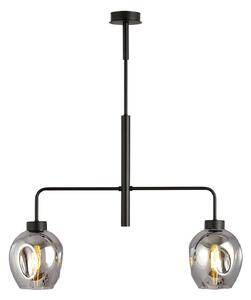 Lampadario Moderno 2 Luci Eritonio In Accaio Nero E Vetro Fumè