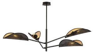 Lampadario 4 Luci Po In Acciao Nero E Oro Con Bracci Mobili
