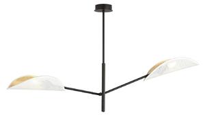Lampadario 2 Luci Po In Acciao Nero E Bianco Oro Con Bracci Mobili