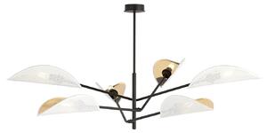 Lampadario 6 Luci Po In Acciao Nero E Bianco Oro Con Bracci Mobili
