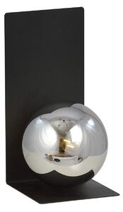 Applique Minimal 1 Luce Indiretta Pavaka Base Acciaio Nero E Vetro Fumè