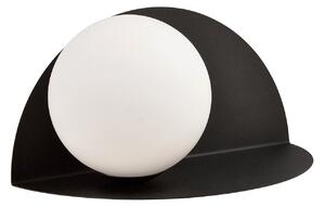 Applique 1 Luce Indiretta Pavaka Con Base In Acciaio Nero E Vetro Opale