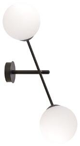 Applique 2 Luci Udden In Acciao Nero Con Bracci Regolabili E Vetro Opale