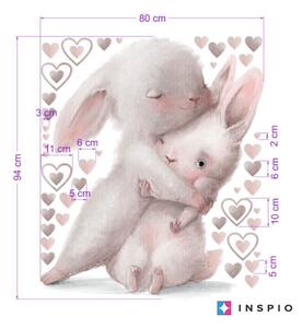 Adesivo ad acquerello per la parete - Coniglietti abbracciati