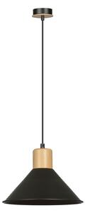 Sospensione Nordica 1 Luce Soma In Acciaio Nero E Legno