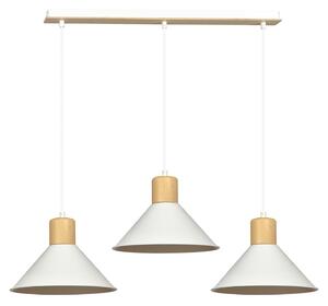 Sospensione Nordica 3 Luci Soma In Acciaio Bianco E Legno