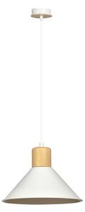 Sospensione Nordica 1 Luce Soma In Acciaio Bianco E Legno