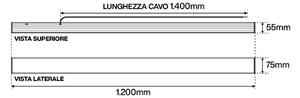 Lampada Lineare LED a Sospensione 42W 120cm Nera, PHILIPS driver CCT Colore Bianco Variabile CCT