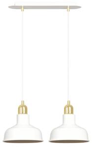 Lampadario Industrial 2 Luci Dhanapati Acciaio Bianco Con Elementi In Oro