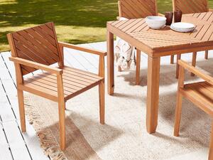 Set di 4 sedie da giardino tradizionali in legno di acacia con braccioli esterno terrazzo stile classico Beliani