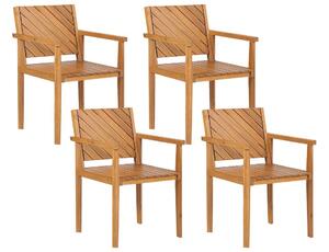 Set di 4 sedie da giardino tradizionali in legno di acacia con braccioli esterno terrazzo stile classico Beliani