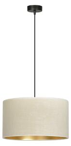 Sospensione 1 Luce Vinayaka In Acciaio Nero E Paralume In Tessuto Beige