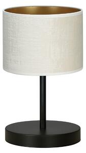 Lampada Da Tavolo 1 Luce Vinayaka Acciaio Nero E Paralume In Tessuto Beige