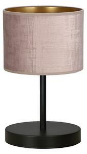 Lampada Da Tavolo 1 Luce Vinayaka Acciaio Nero E Paralume In Tessuto Rosa