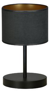 Lampada Da Tavolo 1 Luce Vinayaka Acciaio Nero E Paralume In Tessuto Nero