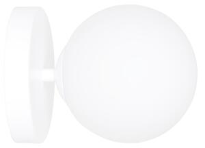 Applique A 1 Luce Mahadeva In Acciaio Bianco E Sfera In Vetro Bianco