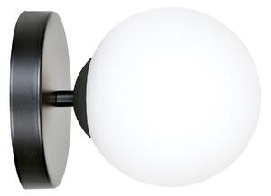 Applique A 1 Luce Mahadeva In Acciaio Nero E Sfera In Vetro Bianco