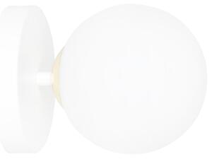 Applique A 1 Luce Narayana Acciaio Bianco E Sfera In Vetro Bianco E Oro