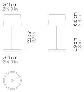 Zafferano Olivia mini 3K lampada da tavolo ricaricabile bianco
