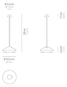 Zafferano Pina 3K lampada da tavolo ricaricabile IP54 corten