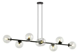 Lampadario Contemporaneo 8 Luci Su Acciaio Nero Sfervetro Trasparente